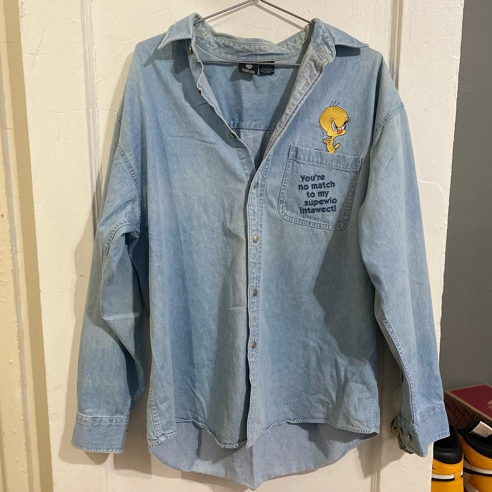 Vintage 1996 tweety denim button up